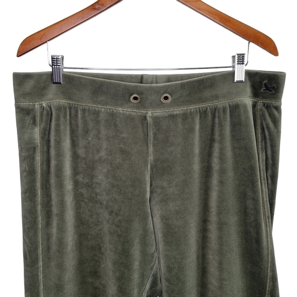 Eddie Bauer Women's Soft Velour Wide Leg Lounge Sweatpants Size L Green - Picture 2 of 8